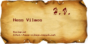Hess Vilmos névjegykártya